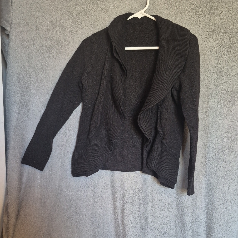 Women's Black Open Front Sweater